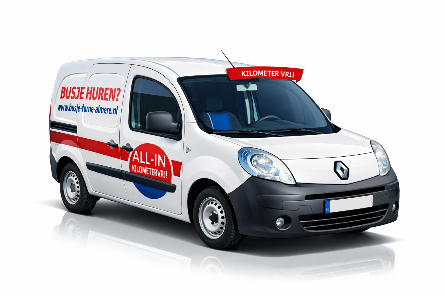 Van rental promotion in bold colors